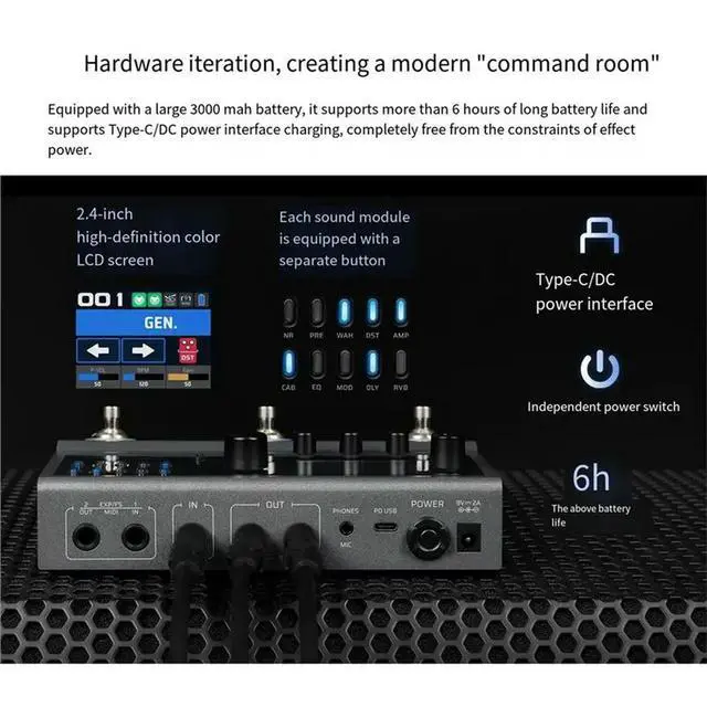 Alt view image 2 of 3 - GP-180 Footswitch Multi-Effects Processor Electric Guitar Drum Machine Looper With USB Support IR File Amp Modeling