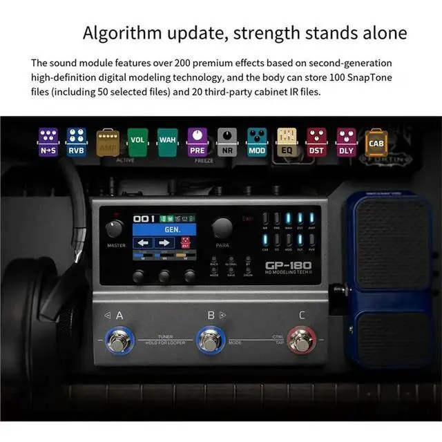 Alt view image 3 of 3 - GP-180 Footswitch Multi-Effects Processor Electric Guitar Drum Machine Looper With USB Support IR File Amp Modeling