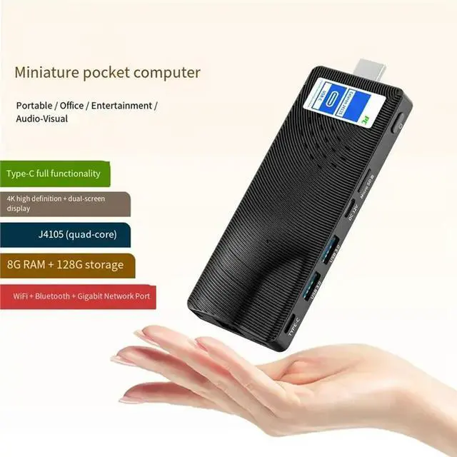 Alt view image 3 of 3 - -Compatible 2.0 4K Mini PC Stick Win 11 Pro Fanless 5 8GB 128GB Laptop Desktop Computer PC Stick