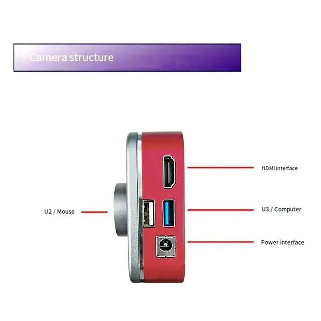 Alt view image 2 of 3 - -USB 3.0 4K 60Fps High-Speed Transmission Measurement Compatible Industrial Camera Electron Microscope EU Plug