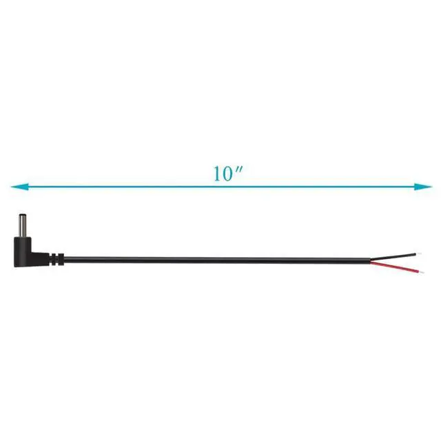 Alt view image 2 of 3 - (10 Pack) Replacement 3.5mm x 1.35mm 90 Degree Right Angle DC Power Male Plug Jack to Bare Wire Open End Pigtail Power