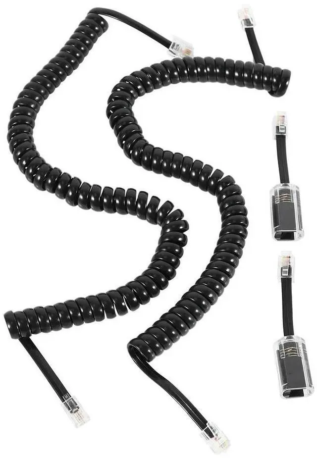 Alt view image 6 of 6 - Telephone Cord Detangler, 2 Pack Black Coiled Telephone Handset Cord / 1.1 Ft Coiled 2 Pack Black Extended Rotatable Teleph
