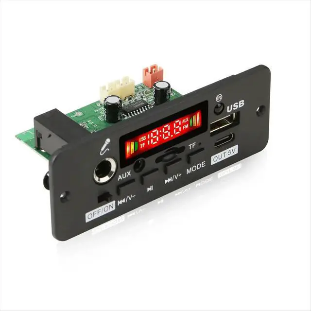 Alt view image 6 of 6 - 2x25W Audio Amplifier Player 12V MP3 Decoder Board Calling Recording Bluetooth 5.0 Car MP3 Player with Remote Control