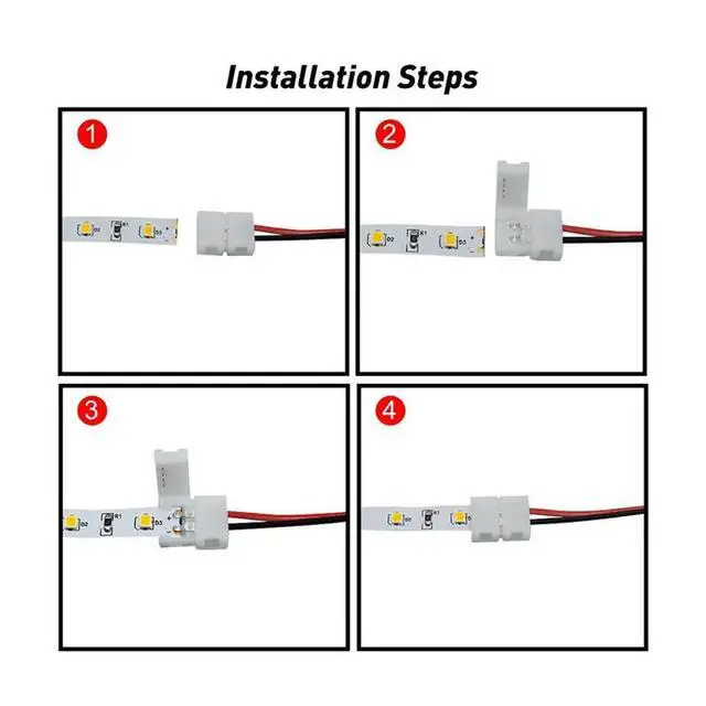 Alt view image 4 of 6 - 50Pcs LED Tape Connector 2Pin LED Strip Accessories Connectors 8Mm for 2835 3528 5050 5730 5630 SMD LED Strip