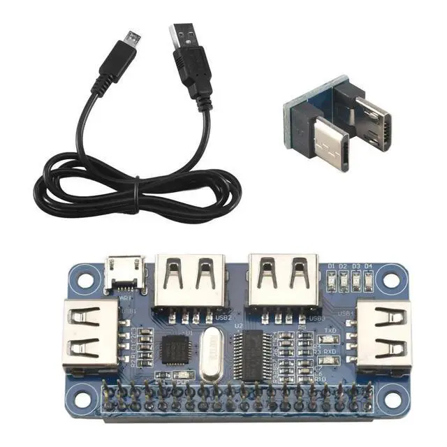 Alt view image 5 of 6 - 4 Ports USB HUB HAT For 3 / 2 / Zero W Extension Board USB To UART For Serial Debugging Compatible With USB2.0/1.1