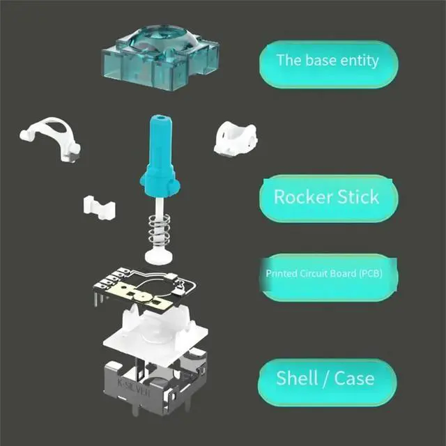 Alt view image 4 of 6 - 2pcs K-SILVER JS16 TMR Electromagnetic Joystick Thumbstick for G8/G7Pro 3 Pro 2.4G