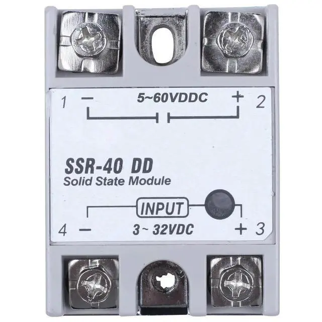 Alt view image 5 of 6 - Single Phase Solid State Relay DC-DC SSR-40DD 40A DC3-32V DC5-60V White+Silver