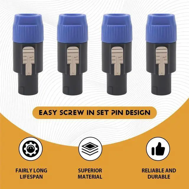 Alt view image 4 of 6 - Speaker Plug Twist Lock 4 Pole Speaker Plug compatible with Speakon NL4FC, NL4FX, NLT4X, NL2FC - 4 PACK
