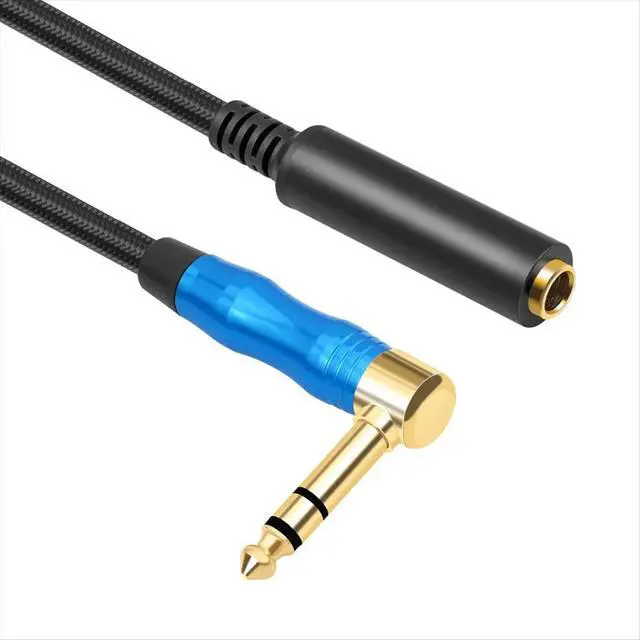 Alt view image 6 of 6 - Right Angle 6.35mm TRS Stereo Male to Female Audio Cable,Guitar Extension Cable Cord for Amplifiers,Headphone 100cm
