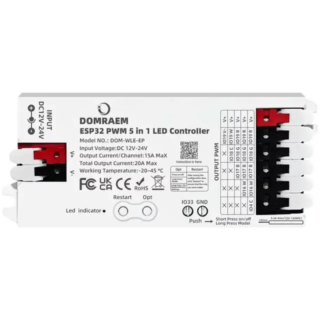 Alt view image 5 of 6 - WLED Controller PWM for Analog LED Strip for 2/3/4/5/6 Wires, White CCT RGB RGBWCCT for for
