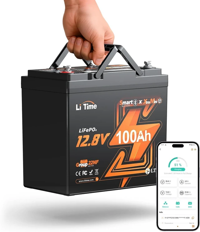Main image of Litime 12V 100Ah Xtra Mini LiFePO4 Lithium Battery for RV, Camper, Boat