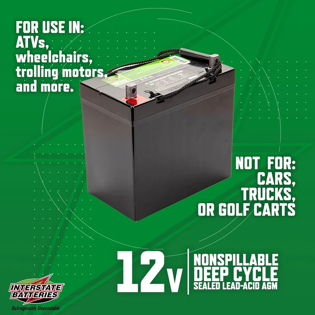 Alt view image 3 of 6 - Interstate Batteries Mobility Battery 12V 55Ah Group 22NF VRLA AGM UT Terminal