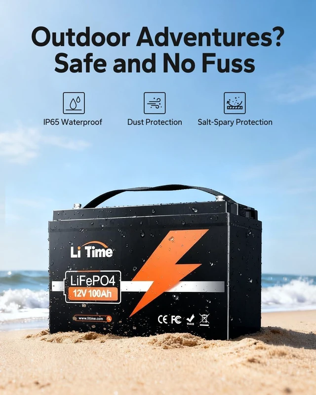 Alt view image 3 of 5 - Litime 2 Packs 12V 100Ah LiFePO4 Battery, Group 31 Lithium Batteries for RV