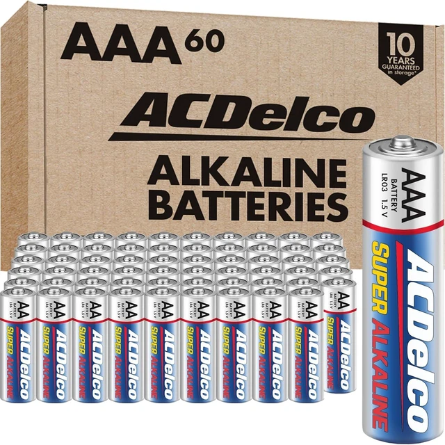 Main image of ACDelco 60-Count Triple AAA Batteries, Maximum Power Super Alkaline Battery for Home and Office, 10-Year Shelf Life, Reclosable Packaging