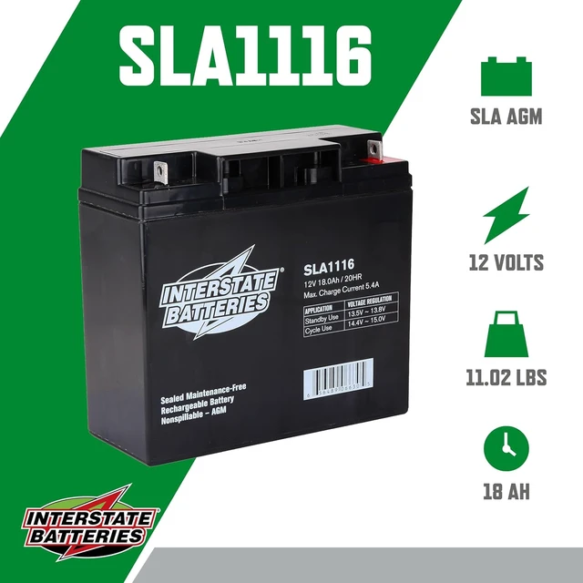 Alt view image 2 of 5 - Interstate Batteries SLA Battery 12V 18Ah AGM VRLA (2-Pack) SLA1116