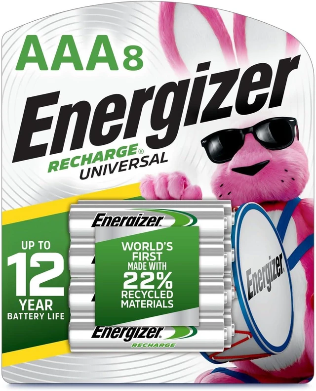 Main image of Energizer Recharge Universal Rechargeable AAA Batteries (8 Pack), Triple A Batteries