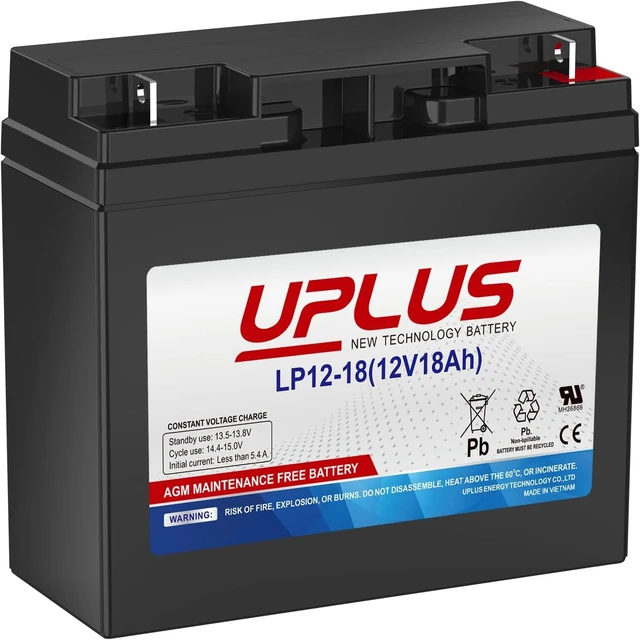 Main image of Uplus 12V 18Ah Rechargeable AGM Battery with Nut and Bolt (NB) Terminal