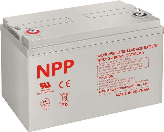 Main image of NPP 12V 100Ah Deep Cycle AGM Battery, Group 31 Sealed Lead Acid Rechargeable, T16A Terminal Replacement for UPS Backup, RV, Marine, Trolling Motor, Solar and Off-Grid System