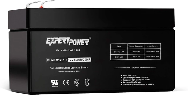Main image of ExpertPower EXP1213-1.3Ah 12V Battery Rechargeable SLA AGM with F1 Terminals, Sealed Lead Acid Small 12 Volt Battery Replacement Backup for Auxiliary, Mower, UPS, Alarm Batteries