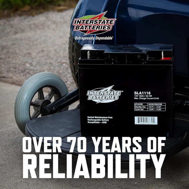 Alt view image 5 of 6 - Interstate Batteries SLA Battery 12V 18Ah AGM VRLA (Nut&Bolt Term.) SLA1116