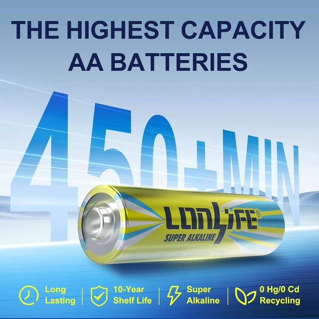 Alt view image 2 of 7 - Double A Batteries,100 Pack Alkaline Double A Batteries,AA Alkaline High-Performance Batteries, Leakproof 1.5v Batteries,10-Year Shelf Life
