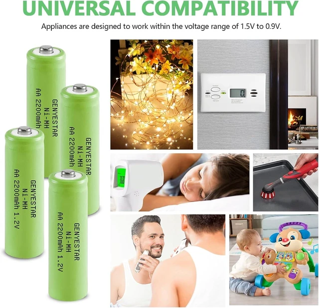 Alt view image 7 of 7 - Rechargeable AA Batteries NIMH 1.2V Double A Rechargeable 2200mAh High Capacity Pre-Charged Batteries Low Self Discharge Battery for Solar Post Lights Toys Remote, 12 Pack