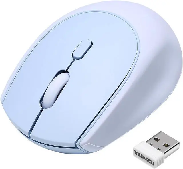 Main image of YUNZII C2 Wireless Mouse,2.4GHz Cute Silicone Noiseless Wireless Computer Mouse, Quiet Clicks, 3 Adjustable DPI, 1600 DPI Optical Tracking, Portable Ergonomic Mice for Laptop/PC/Mac (Blue)