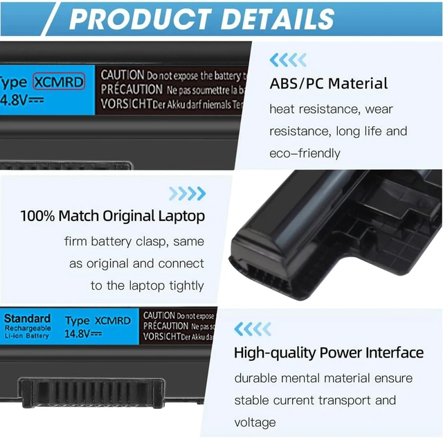Alt view image 5 of 7 - 40Wh XCMRD 14.8V Battery for Dell Inspiron 15 3000 Series 15 3521 3537 3531