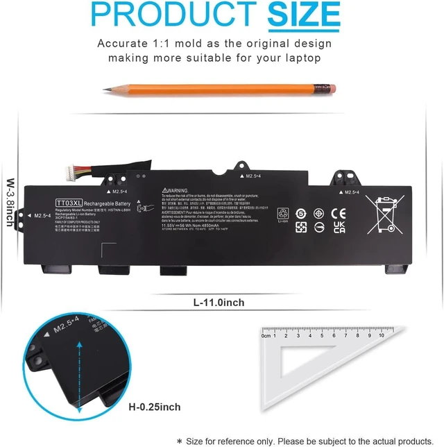 Alt view image 4 of 6 - TT03XL 933322-855 Laptop Battery Replacement for HP EliteBook 755 850 G5, 850 G6, ZBook 15U G5 G6 Series 932824-421 932824-1C1 932824-2C1 HSN-113C-5 HSTNN-LB8H HSTNN-DB8K HSTNN-UB7T TT03056XL 56Wh