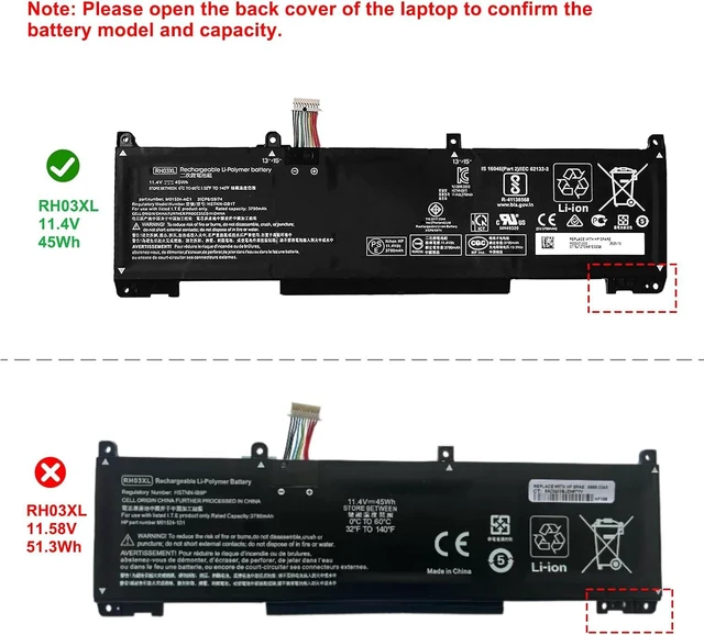 Alt view image 3 of 7 - 45Wh RH03XL M02027-005 Laptop Battery for HP ProBook 450 G8 G9