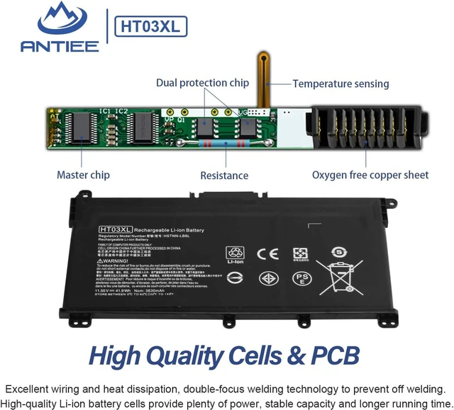 Alt view image 3 of 7 - HT03XL Battery Replacement for HP Pavilion 14 15 17 15-CS 15-DA 15-DB