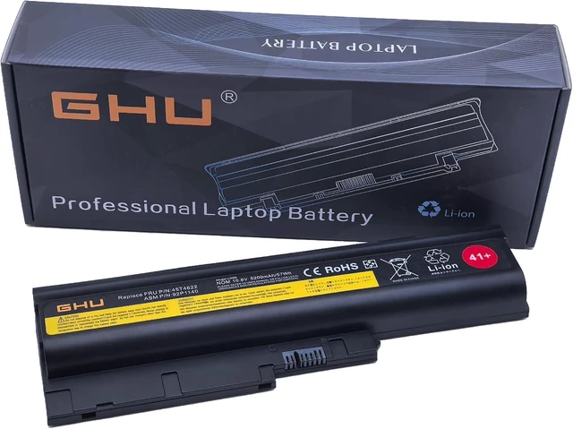 Main image of GHU 57Wh Battery Replacement for Lenovo ThinkPad T60 T60P R60 R61E T500 W500 Z60M Z61M, Compatible with 40Y6795 92P1141