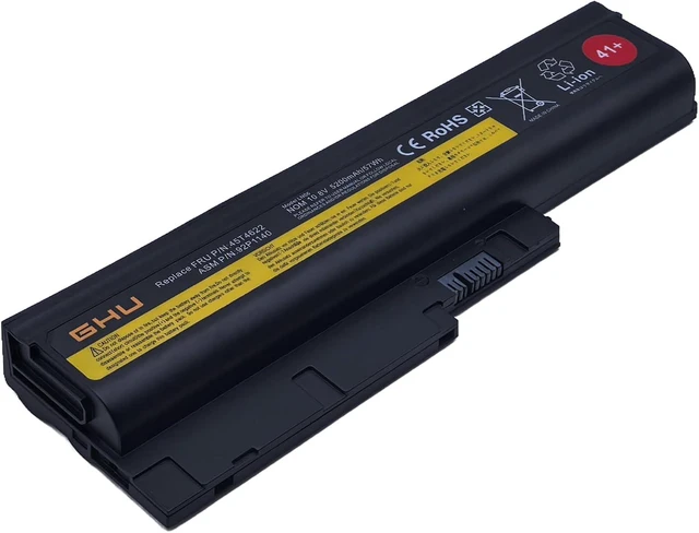 Alt view image 3 of 7 - GHU 57Wh Battery Replacement for Lenovo ThinkPad T60 T60P R60 R61E T500 W500 Z60M Z61M, Compatible with 40Y6795 92P1141