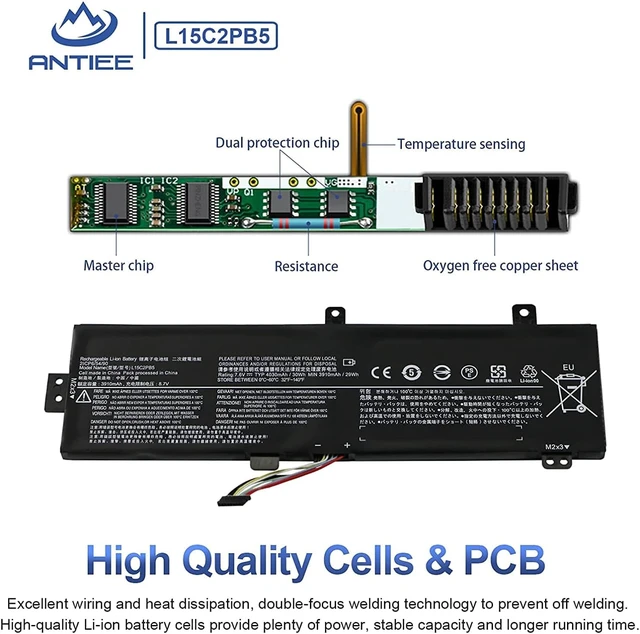 Alt view image 3 of 7 - L15M2PB5 L15L2PB5 Laptop Battery Replacement for Lenovo IdeaPad 510-15ISK