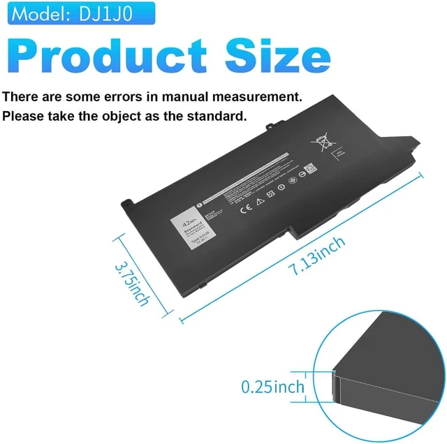 Alt view image 3 of 7 - 42Wh DJ1J0 Battery Replacement for Dell Latitude 7280 7290 E7280 E7290