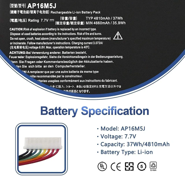 Alt view image 2 of 7 - AP16M5J Laptop Battery for Acer Aspire 1 A114-31 A114-32 Aspire 3 A314-31