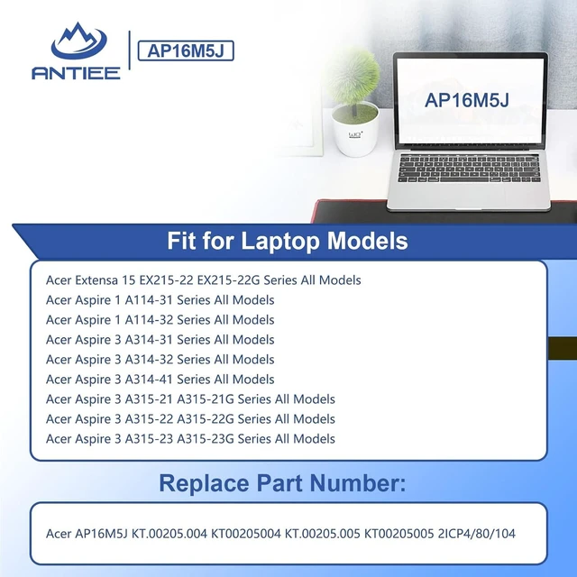 Alt view image 3 of 7 - AP16M5J Laptop Battery for Acer Aspire 1 A114-31 A114-32 Aspire 3 A314-31