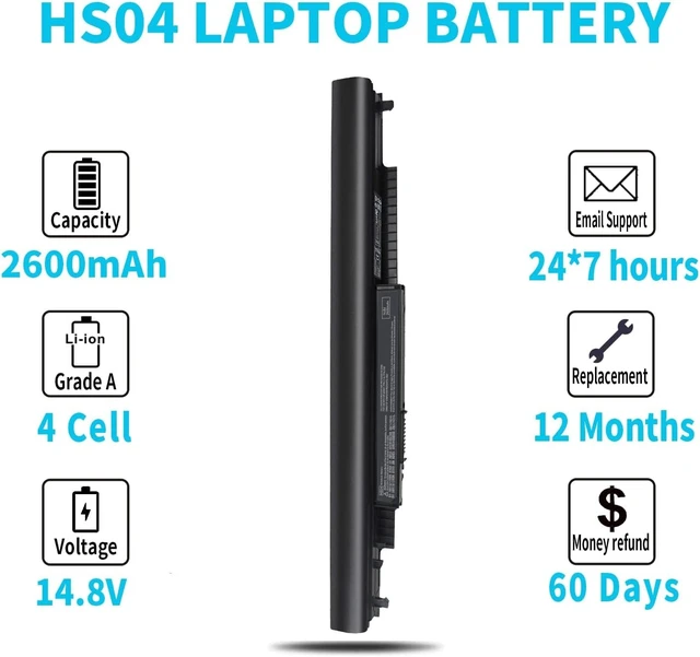 Alt view image 4 of 7 - HS04 HS03 807956-001 807957-001 HSTNN-LB6U HSTNN-LB6V Laptop Battery Compatible with HP 240 245 246 250 255 256 G4, Notebook 14 14g 15 15g Series, 807612-421 807611-131 HSO4 HSO3 14.8V 38Wh 2600mAh