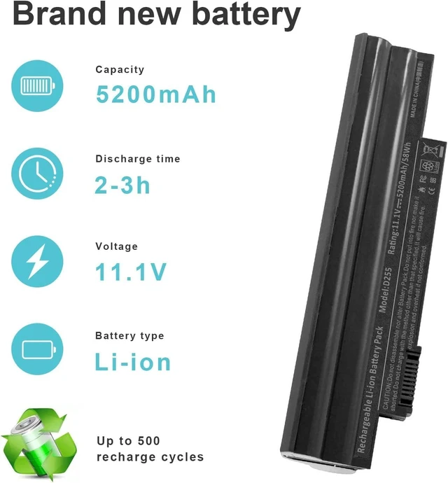 Alt view image 2 of 7 - TREE.NB D255 Battery Replacement for Acer Aspire One D255 D257 D260 522 722 Al10a31 Al10b31 Al10g31 Bt.00603.114 LC.BTP00.129