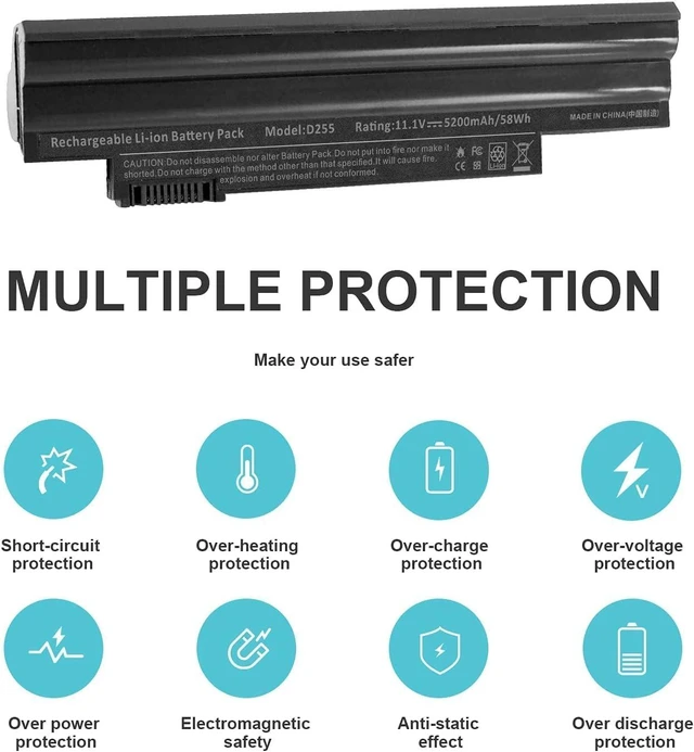 Alt view image 3 of 7 - TREE.NB D255 Battery Replacement for Acer Aspire One D255 D257 D260 522 722 Al10a31 Al10b31 Al10g31 Bt.00603.114 LC.BTP00.129