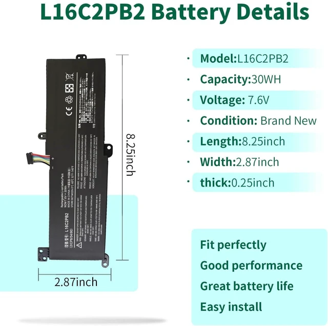 Alt view image 2 of 6 - L16C2PB2 Battery Replacement for Lenovo IdeaPad 320 330 S145 320-15abr