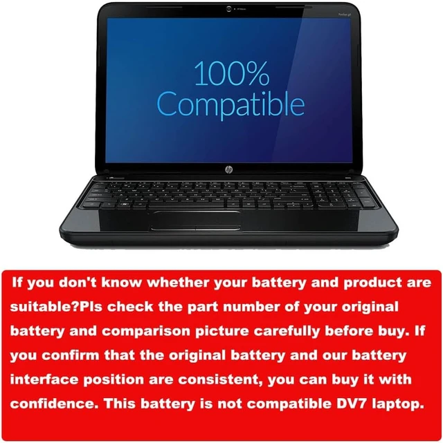 Alt view image 2 of 5 - Laptop Replacement Battery Compatible with HP Pavilion Dv7-4053cl Dv7-4065dx Dv7-4283cl Dv7-4285dx Dv7-6b55dx Dv7-6135dx Dv7-6b78us Dv7-6c60us Dv7-7023cl Dm4 Dm4-1265dx MU06 MU09