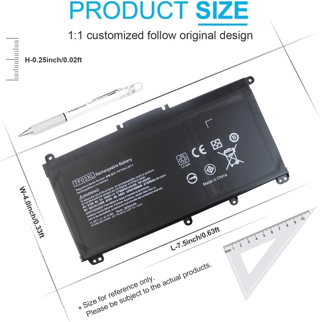 Alt view image 3 of 6 - TF03XL 920070-855 920046-421 Battery for HP Pavilion 15-CC 15-CD 15-CC023CL 17-AR050WM 17-AR007CA 15-cc154cl 15-cc060wm 15-cc152od 15-cd040wm 920046-121 920046-541 HSTNN-LB7X HSTNN-IB7Y HSTNN-LB7J