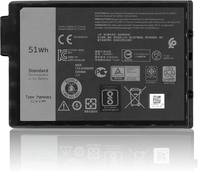 Main image of ASODI 7WNW1 51Wh 6-cell Laptop Battery Compatible with Dell Latitude 5424 5420 Rugged 7424 Extreme P137G P85G P86G P137G001 P137G002 P85G001 P86G001 Series DMF8C GK3D3 6NNCF DP3KF DMF0C 451-BCHV 11.4V