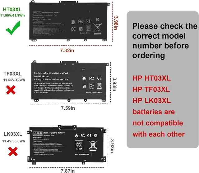 Alt view image 2 of 7 - TREE.NB HT03XL Battery for HP L11119-855 Pavilion 15-CS 15-DA 15-DB 15-DW Series 15-CS0053CL 15-DW0033NR 15-DA0014DX 14-CE 14-CF 14-DF 17-by 17-CA Series, 14M-DH0003DX 14M-DH1003DX