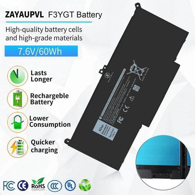 Alt view image 2 of 7 - 60Wh F3YGT Battery Latitude 7480 Battery Replacement Latitude 7490 Battery