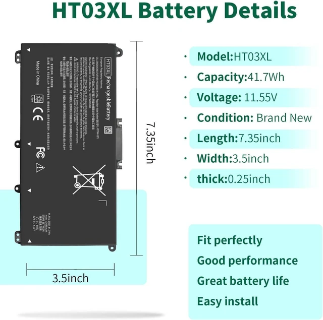 Alt view image 2 of 6 - 41.7Wh L11119-855 HT03XL Battery for HP Pavilion 14 15 17 15-CS 15-DA 15-DB