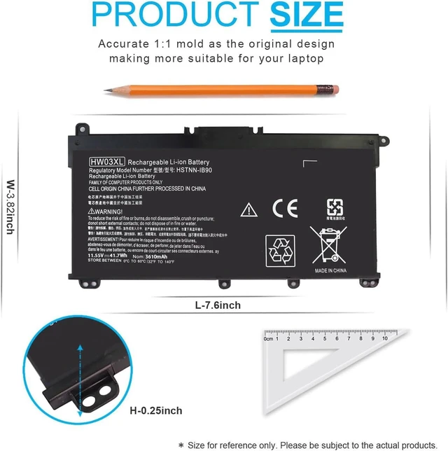 Alt view image 4 of 6 - HW03XL L97300-005 Laptop Battery for HP Pavilion 15-EG 15-EH 17-CN 17-CP 15-eg0xxx 15-eg0073cl 15-eg0053cl 15-eg1053cl 15t-eg000 15-eh1xxx 17-cn0xxx 17-cn2063cl 17-cp0xxx 17-cp0700dx HW03041xl-pl
