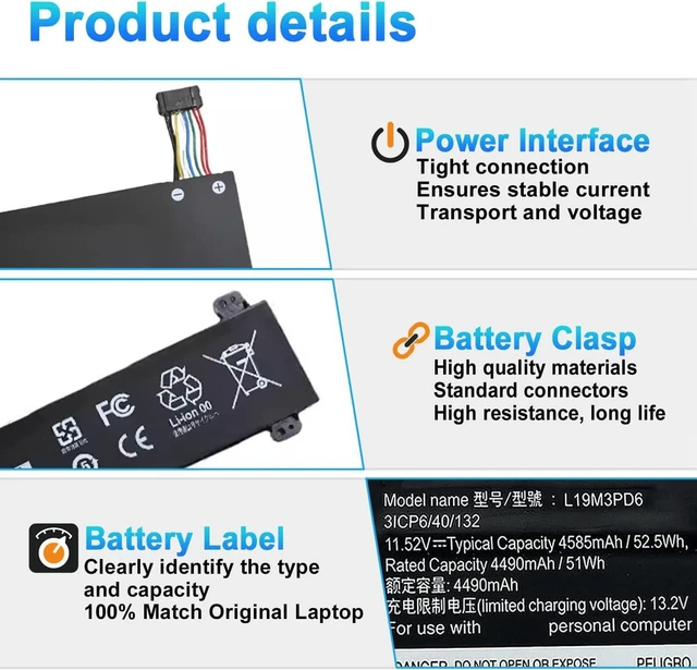 Alt view image 4 of 7 - L19M3PD6 L19C3PD6 Laptop Battery for Lenovo IdeaPad Flex 5-14ITL05