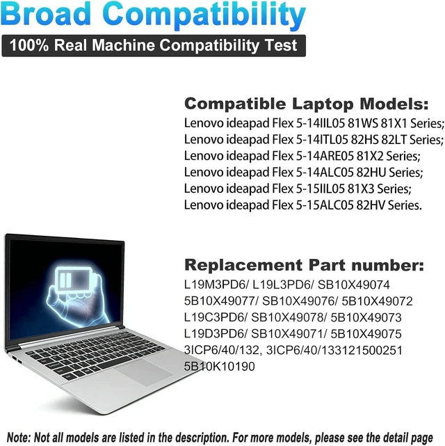 Alt view image 6 of 7 - L19M3PD6 L19C3PD6 Laptop Battery for Lenovo IdeaPad Flex 5-14ITL05